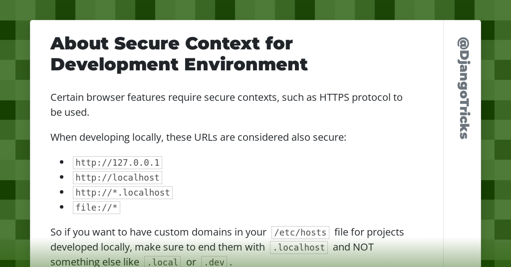 About Secure Context for Development Environment