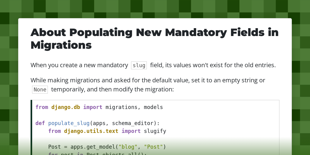 About Populating New Mandatory Fields in Migrations