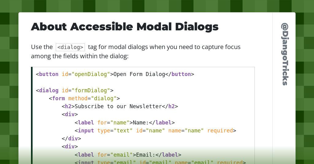 About Accessible Modal Dialogs